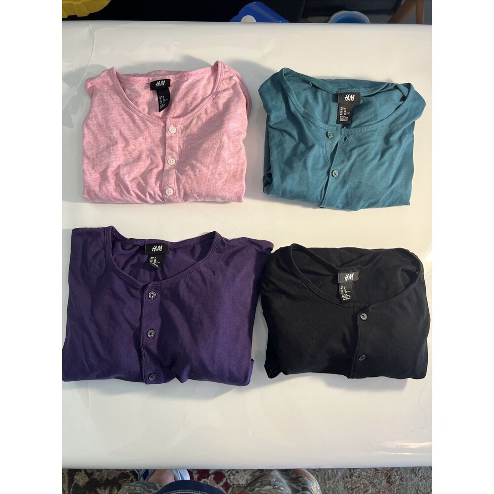 4 H&M long sleeve Shirts 3 button mens lot Of 4  XL - Xtra Large - EUC